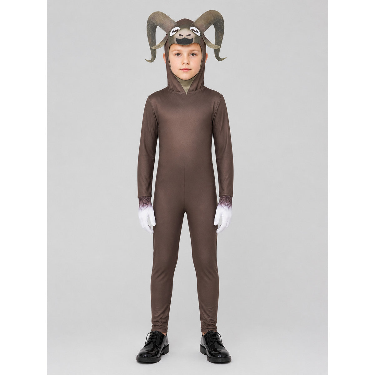 Goat Monster Costume, Jumpsuit and Helmet on-model view