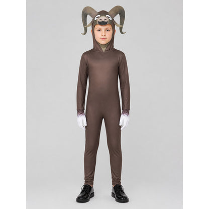 Goat Monster Costume, Jumpsuit and Helmet on-model view