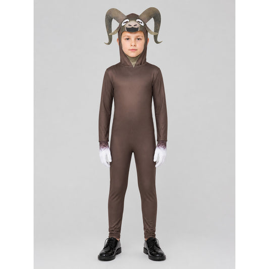 Goat Monster Costume, Jumpsuit and Helmet on-model view