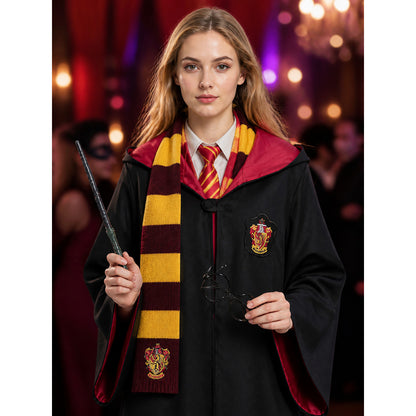 Gryffindor Hooded Wizard Costume Set - Complete Outfit with Accessories on-model view
