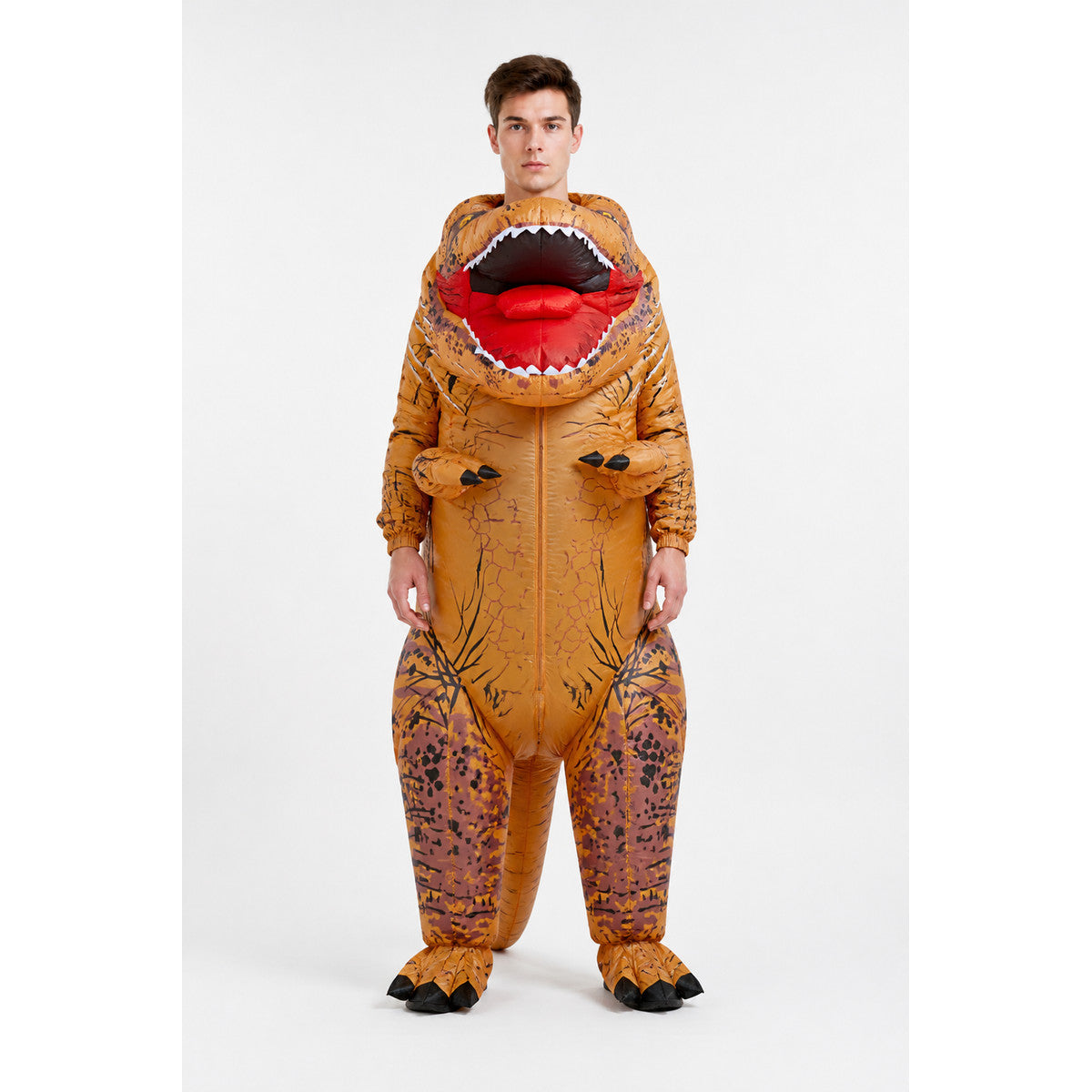 Brown Tyrannosaurus Costume with Open Mouth main product view