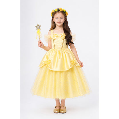 Carnival costume with dress, wig, and wand main product view