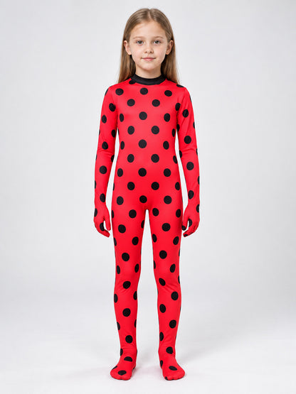 Red and Black Polka Dot Carnival Jumpsuit Costume