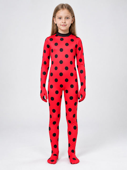 Red and Black Polka Dot Carnival Jumpsuit Costume