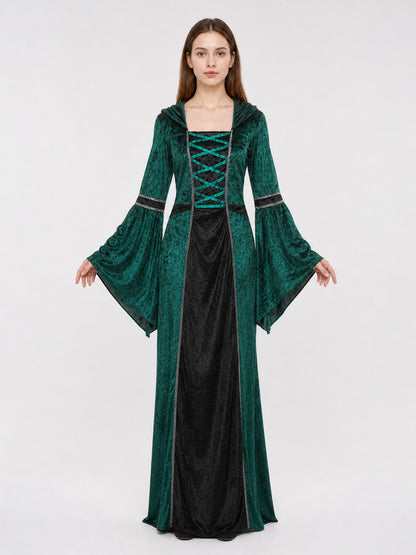 Gothic-Style Hooded Costume Dress front view