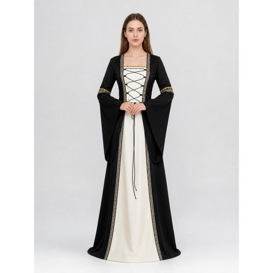 Medieval Halloween Costume Dress with Lace-Up Detail