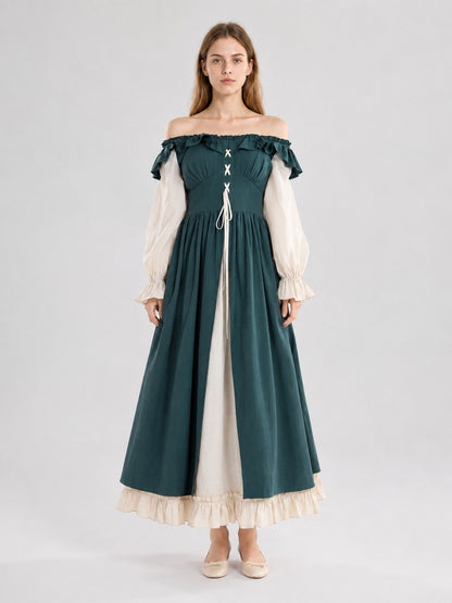 Renaissance-Style Dress with a Full Skirt on-model view