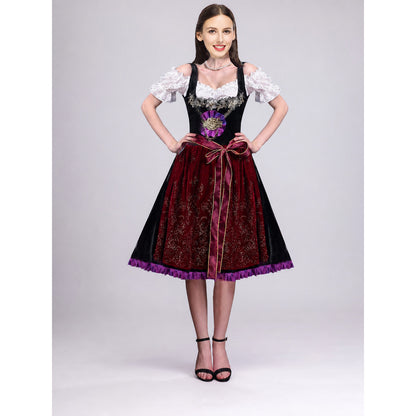 Retro-Style Dress with Bow and Floral Detail