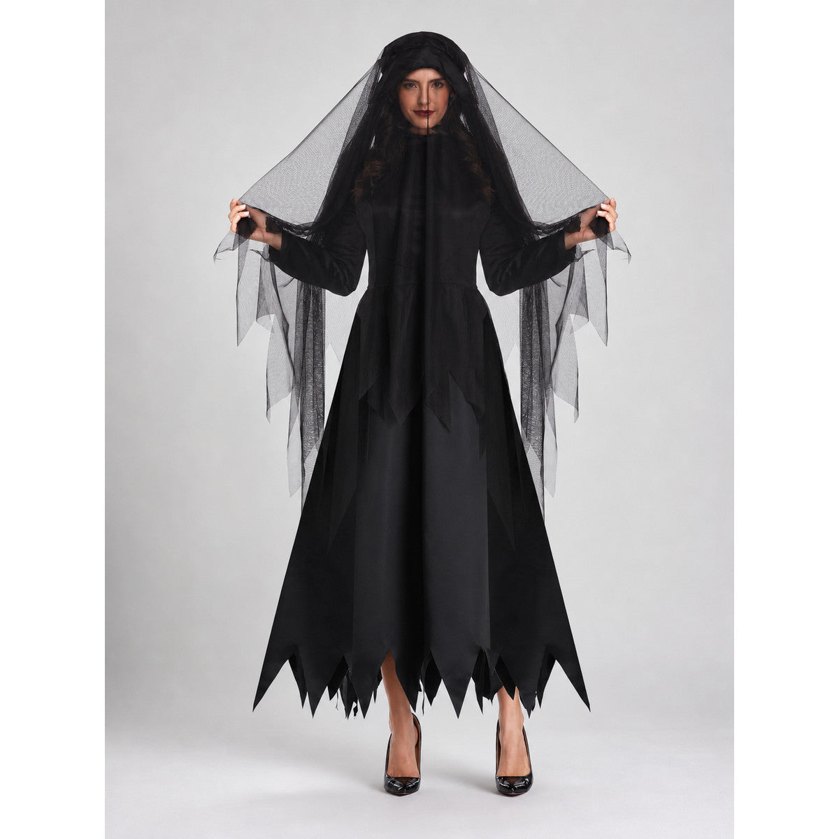 Gothic Adult Hooded Cloak with Veil
