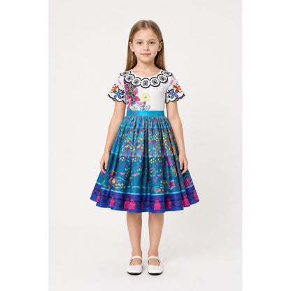 Girls' Multicolor Princess Dress with Floral Print main product view