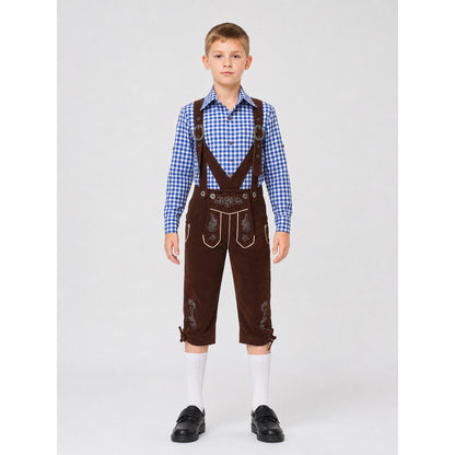 Traditional-style carnival costume with suspenders front view