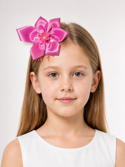 Pink carnival headband with a bow and flower for Halloween main product view