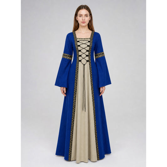 Long Medieval-Style Lace-Up Dress