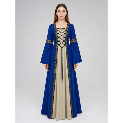 Long Medieval-Style Dress with Lacing