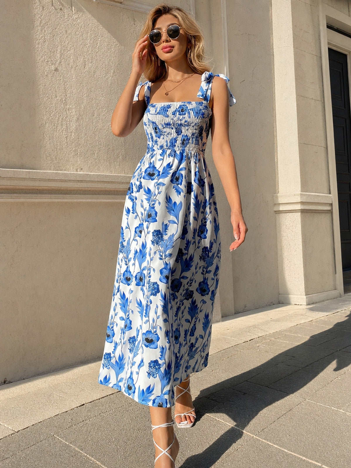 Women's Long Dress with a Square Neckline and Tie Straps main product view