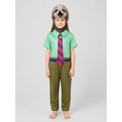 Sloth Hooded Jumpsuit Costume with Tie
