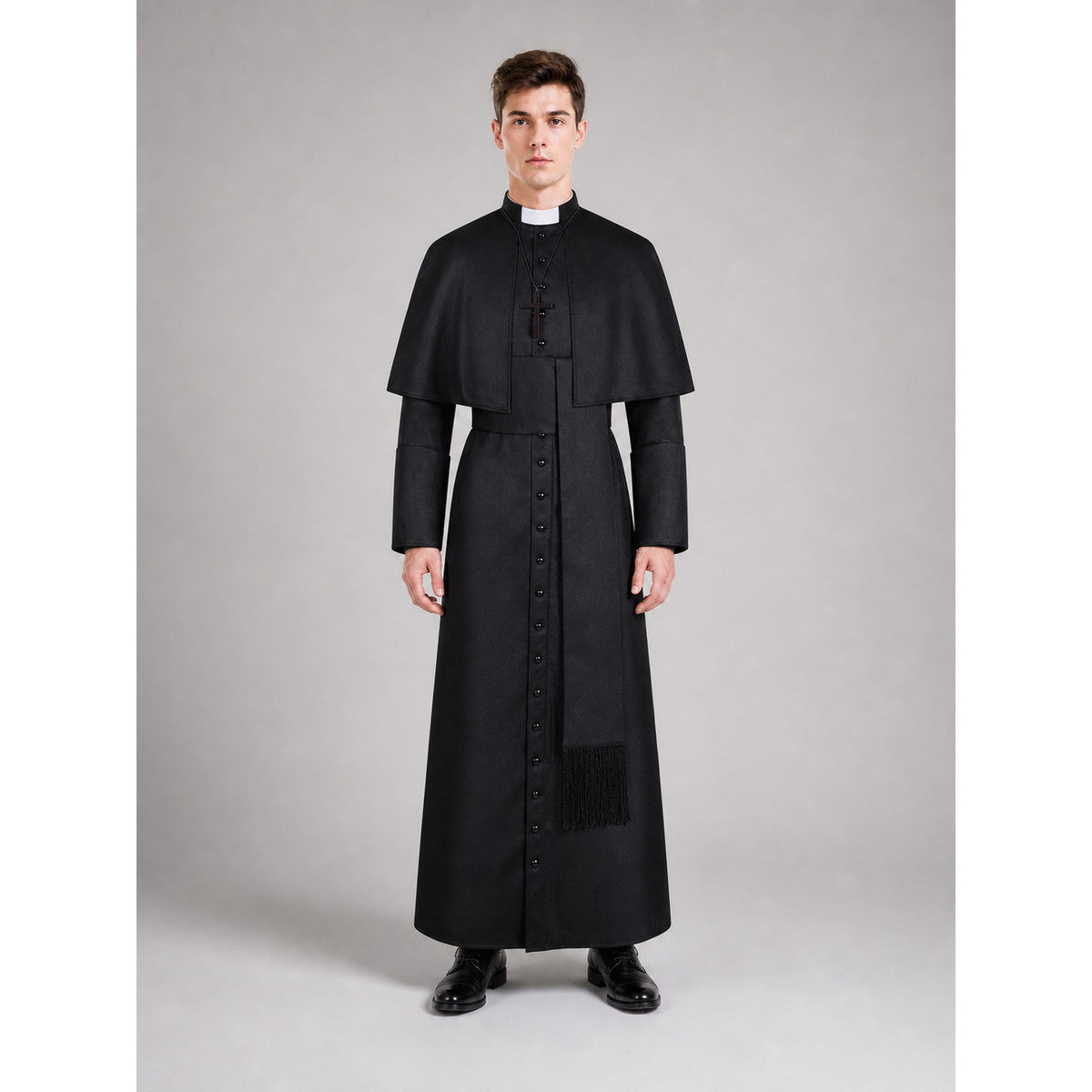Black Halloween Cosplay Cassock with Cross