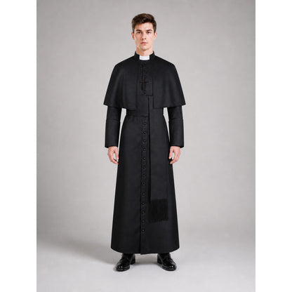 Black Halloween Cosplay Cassock with Cross