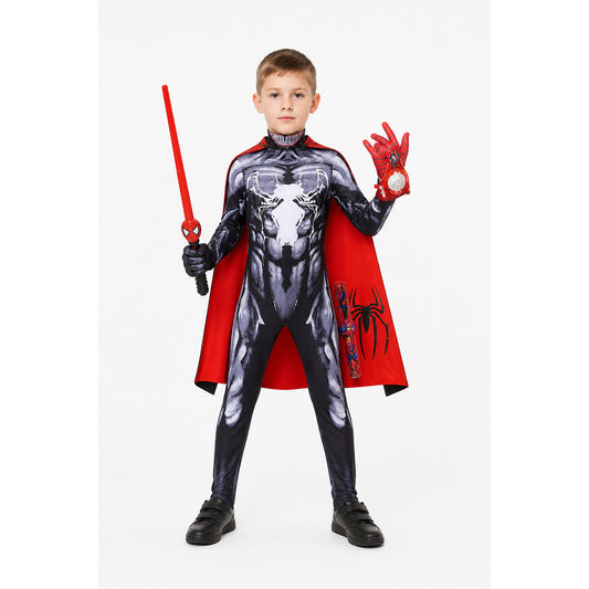Children’s Venom Costume, Black with White Spider main product view
