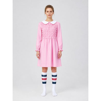 Eleven Costume for Kids: Pink Dress and Leg Warmers on-model view