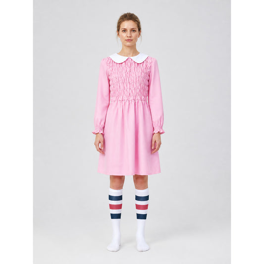 Eleven Costume for Kids: Pink Dress and Leg Warmers on-model view