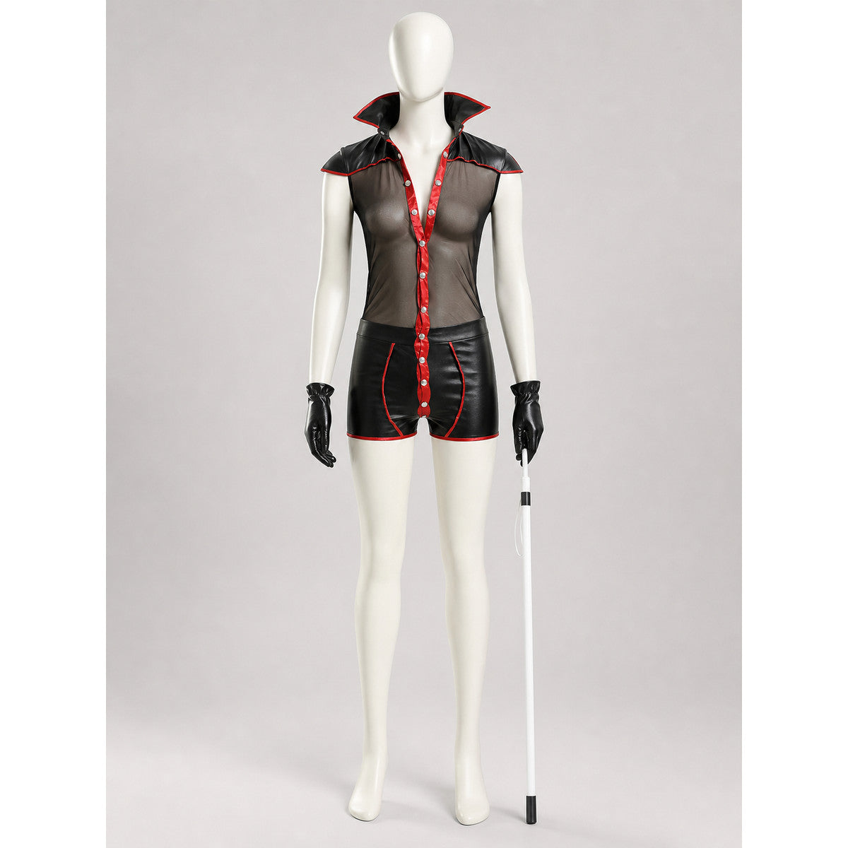 Vampire Costume with Red Trim and Silver Buttons