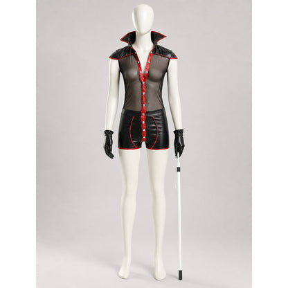 Vampire Costume with Red Trim and Silver Buttons