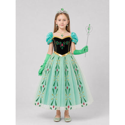 Children’s Snow Queen Costume with Crown and Accessories on-model view