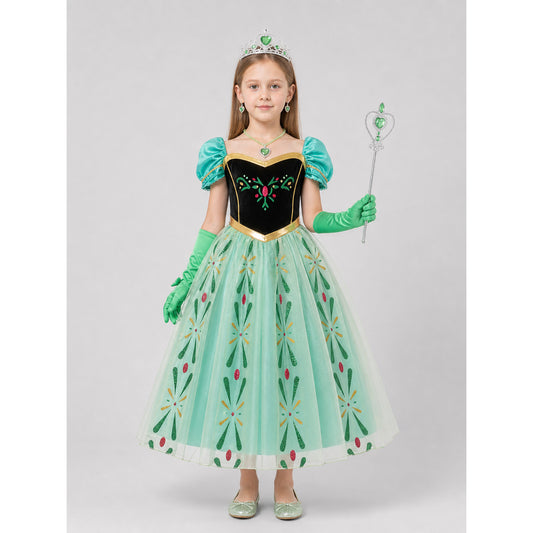 Children’s Snow Queen Costume with Crown and Accessories on-model view