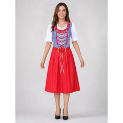 Bavarian Dress with a Plaid Corset and Bows