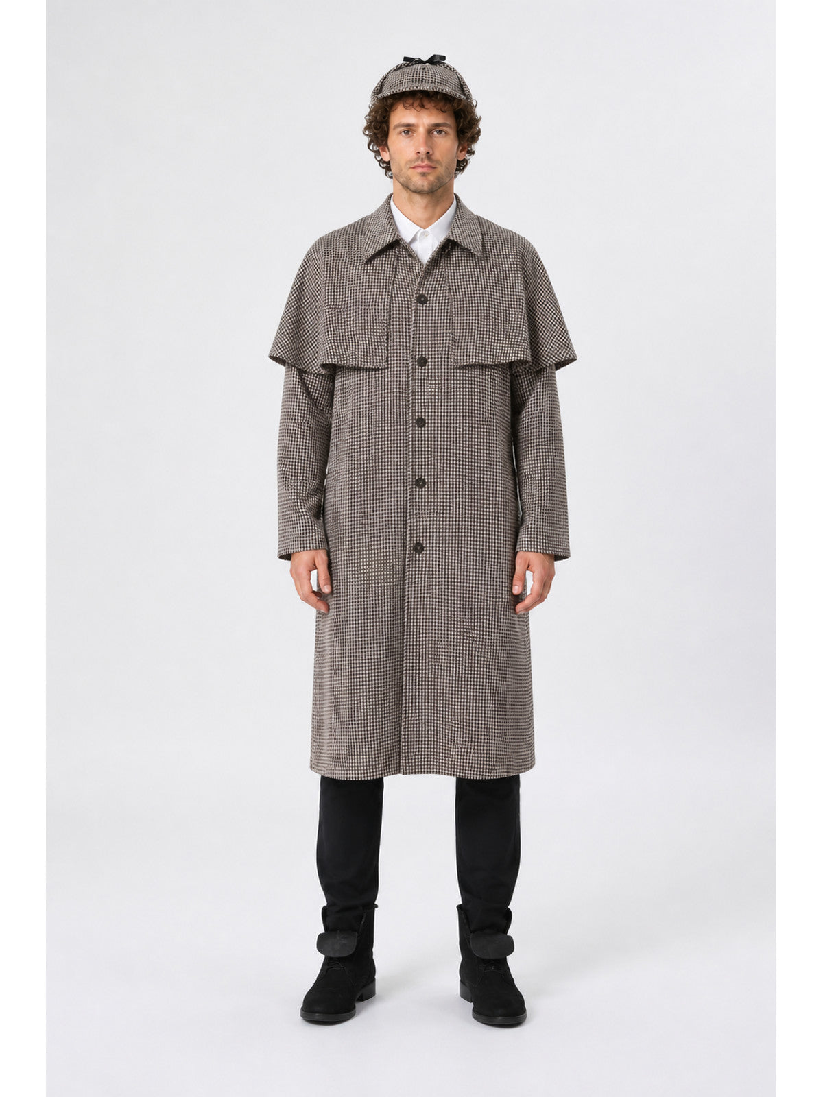 Double-Breasted Houndstooth Coat with Epaulettes for Costumes main product view