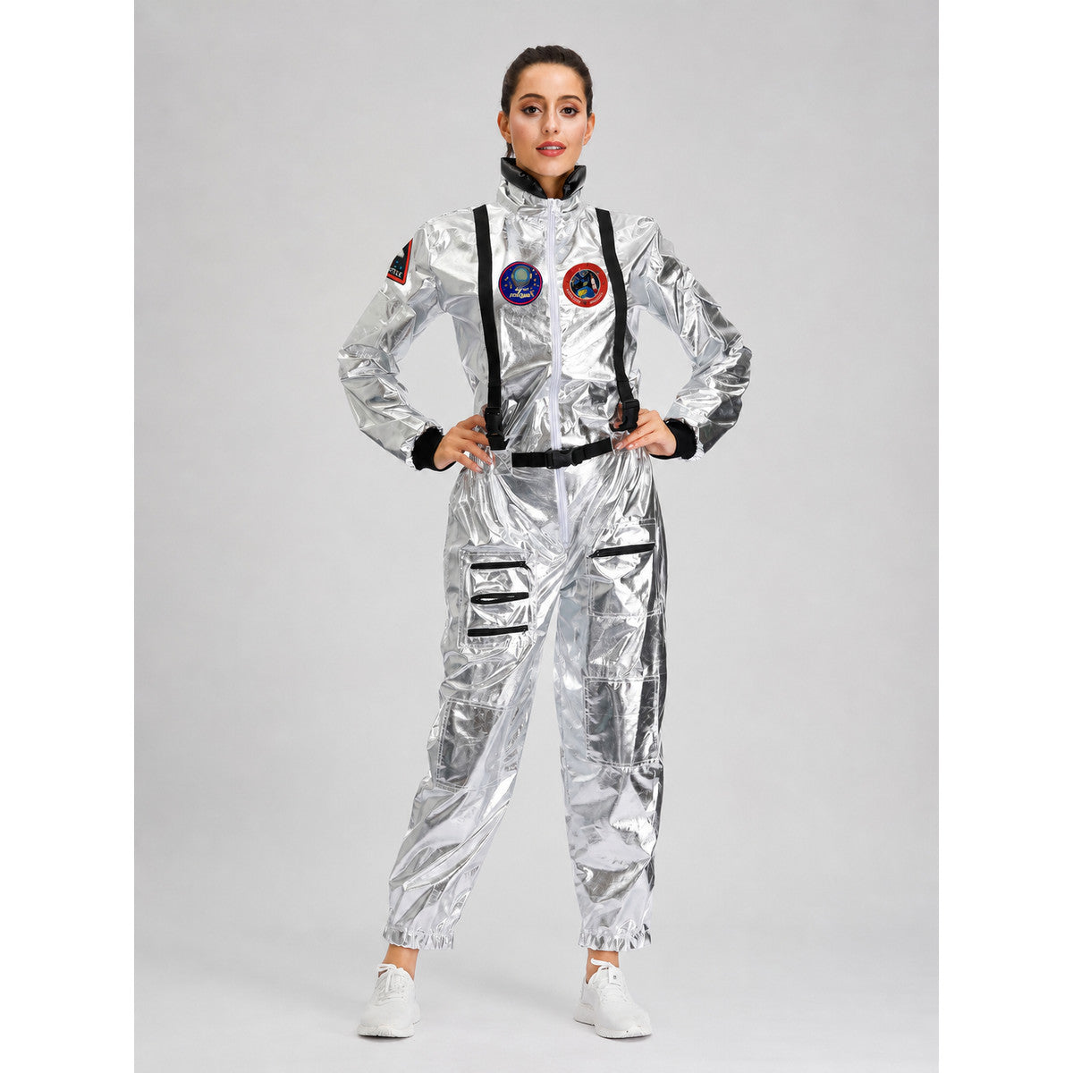 Silver Astronaut Costume — Jumpsuit with Patches
