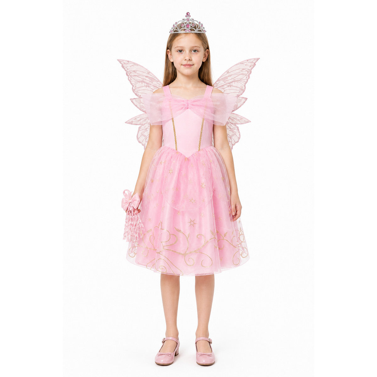 Pink Princess Aurora Costume with Wings and Crown main product view