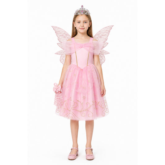 Pink Princess Aurora Costume with Wings and Crown main product view
