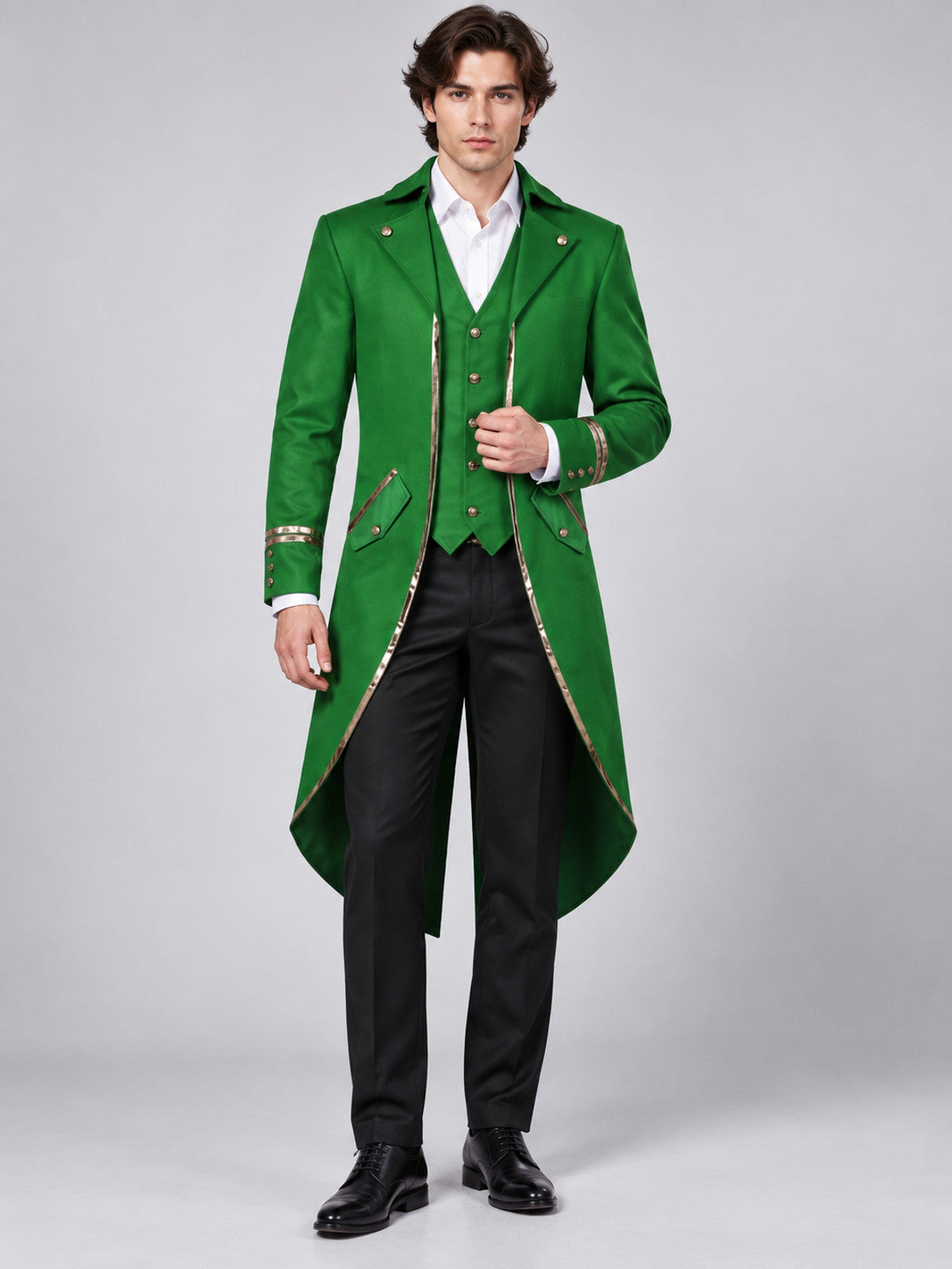 Long Green Tailcoat with Vest Insert and Tails