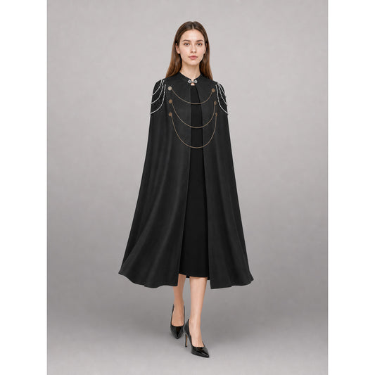 Long Black Hooded Costume Cloak