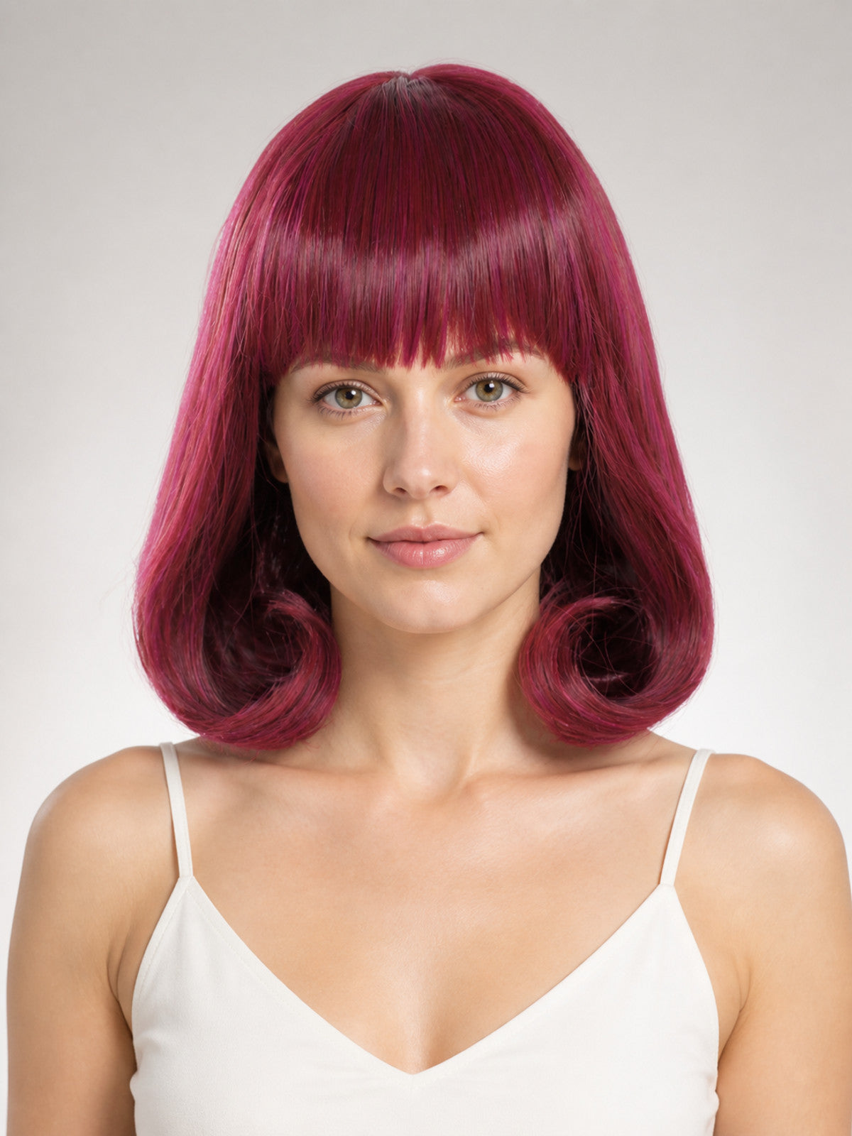 Medium-Length Burgundy Costume Wig with Bangs main product view