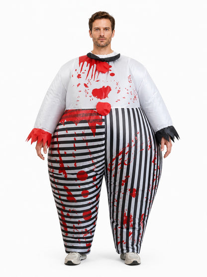 Inflatable Clown Costume with Blood for Halloween front view