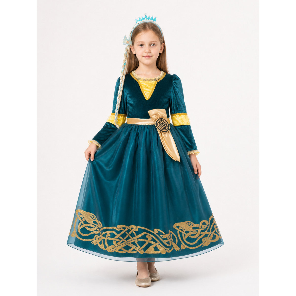 Princess Costume in a Blue Dress with Gold main product view