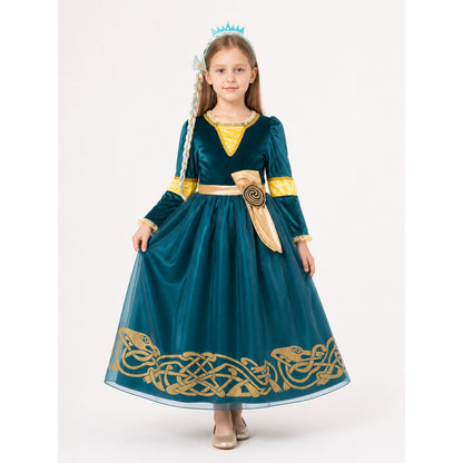 Princess Costume in a Blue Dress with Gold main product view