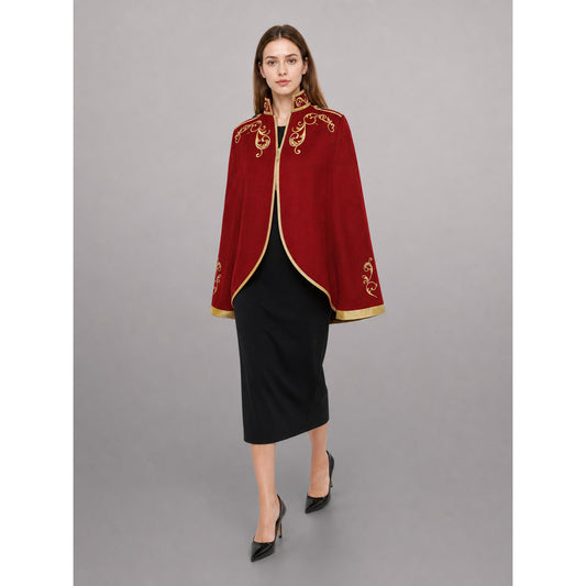 Red Carnival Cloak with Gold Trim