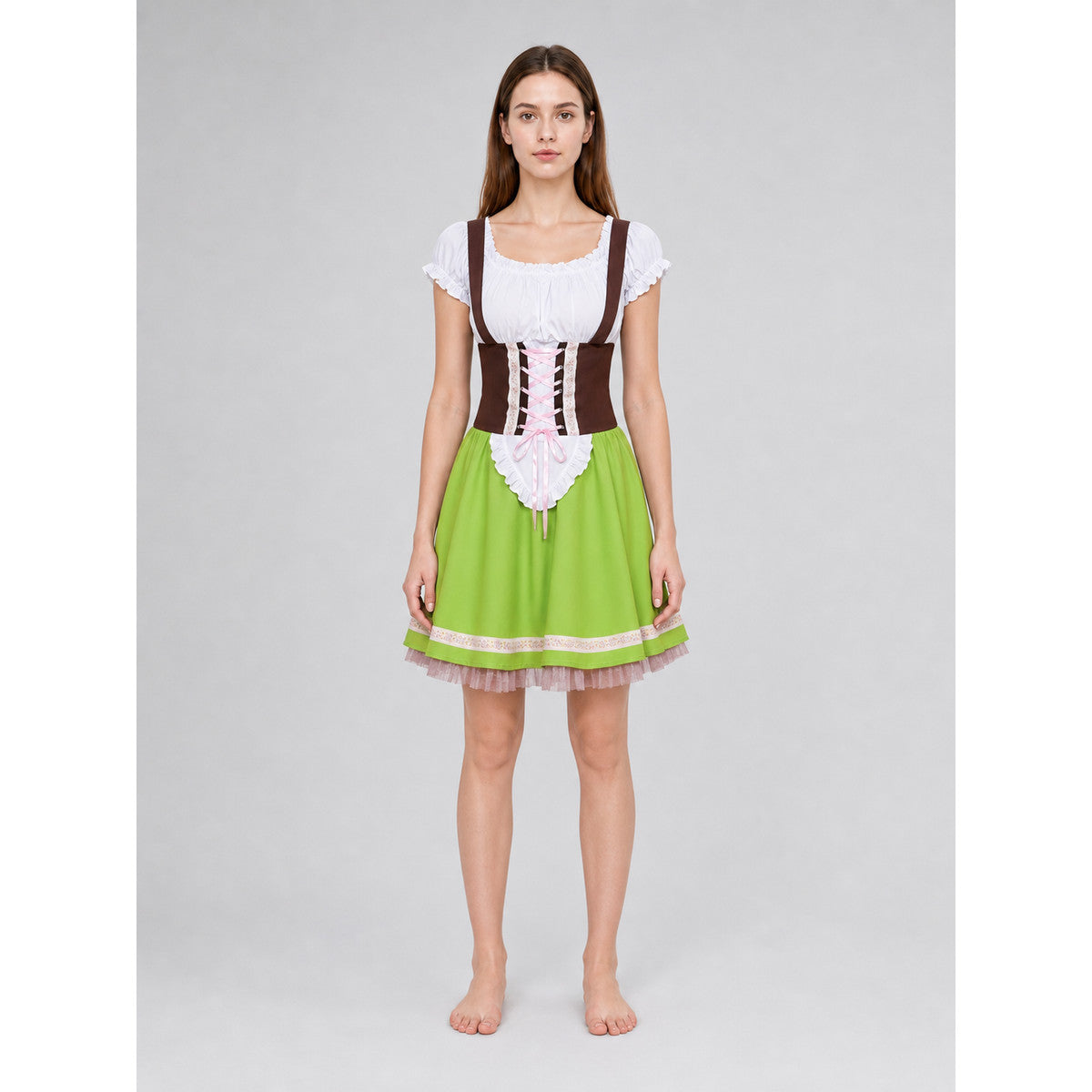 Folk-style dress for stage performances and events front view