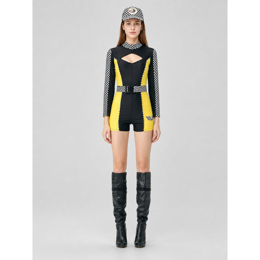 Long-Sleeve Racing-Style Romper