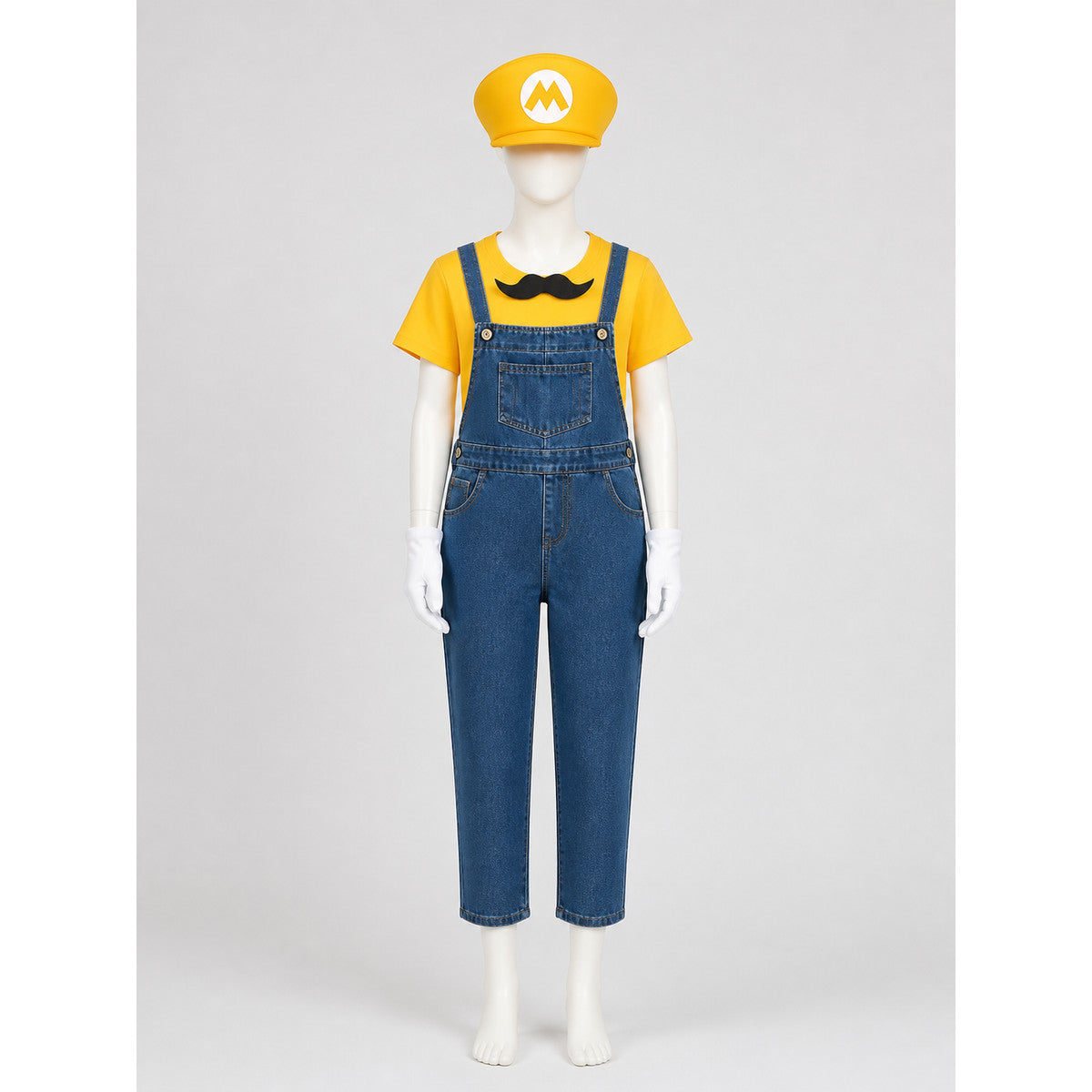 Mario Costume with T-Shirt and Bib Overalls on-model view