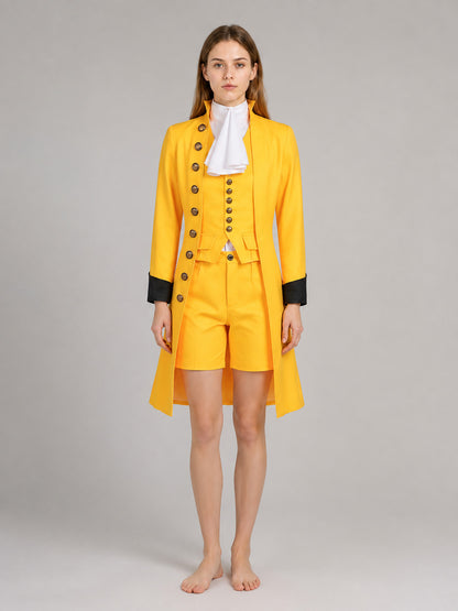 Yellow Vintage Cosplay Suit with Vest on-model view