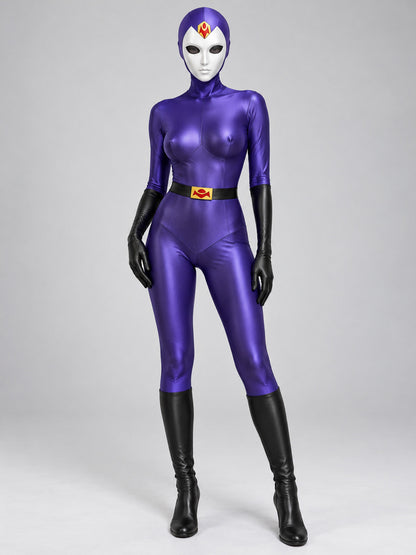 Purple Carnival Costume with Mask and Hood