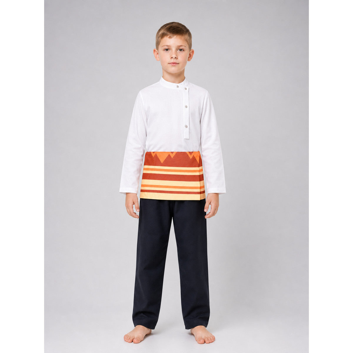 Camilo Striped Carnival Costume with High Collar front view