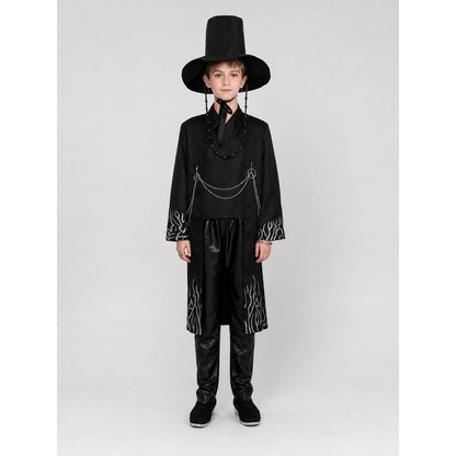 Anime Cosplay Costume: Long Coat, Pants, and Hat on-model view