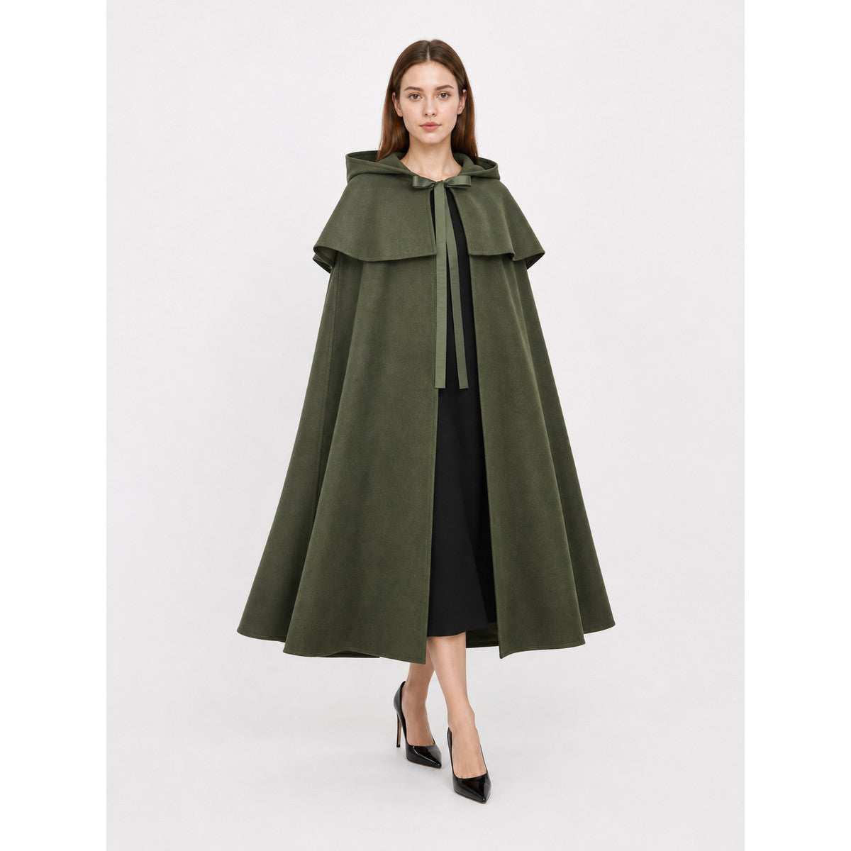 Olive Medieval Hooded Carnival Cloak