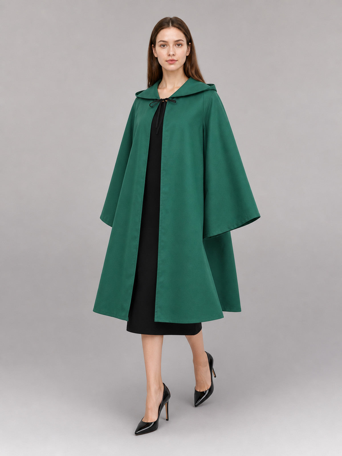 Long Green Carnival Cloak with Hood